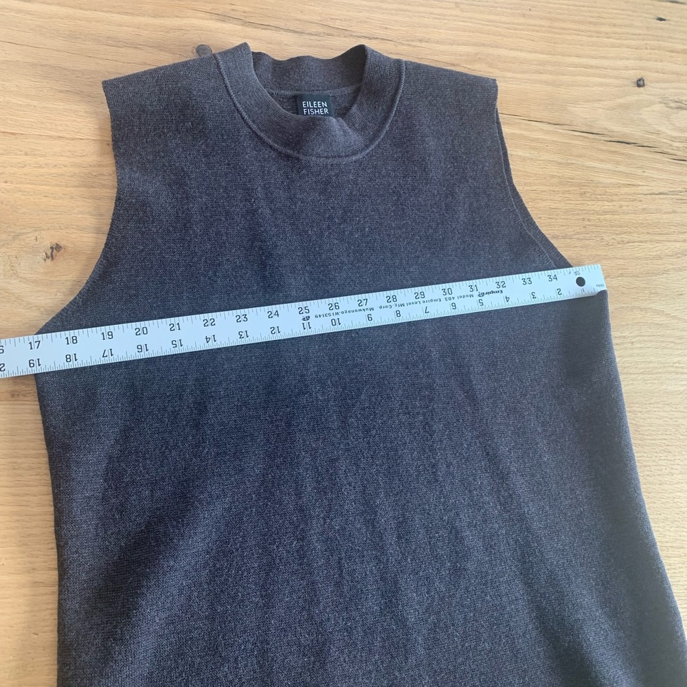 Eileen Fisher Italian Wool Charcoal Gray Sleevless Top Women’s L Preloved - Picture 6 of 8